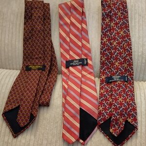 Brooks Brothers Red and Gold Patterned Ties Trio